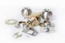 Stainless steel round ball door knob components as Locksmith concept.